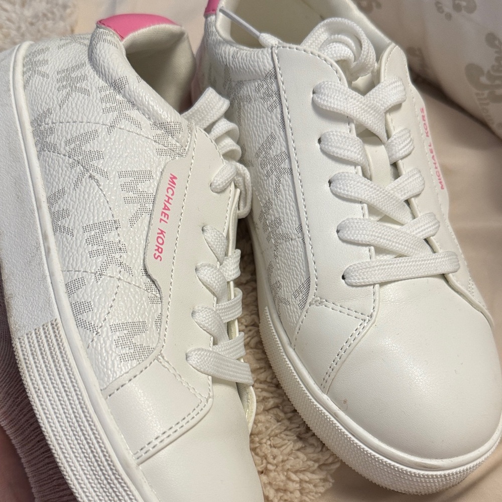 Michael Kors White Sneakers with Pink Accents